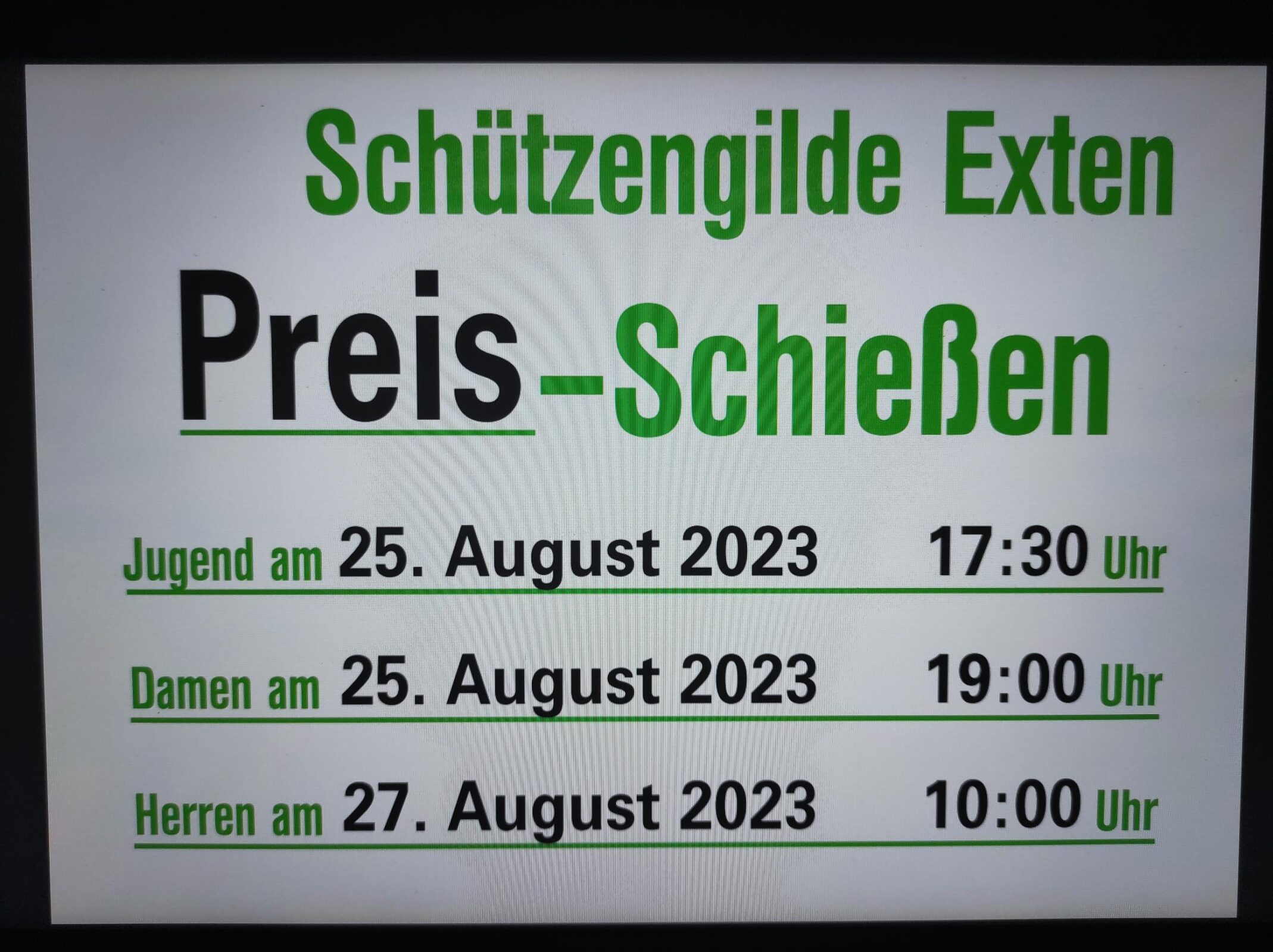 Preis Schießen im August Save The Date Schützenfest Exten